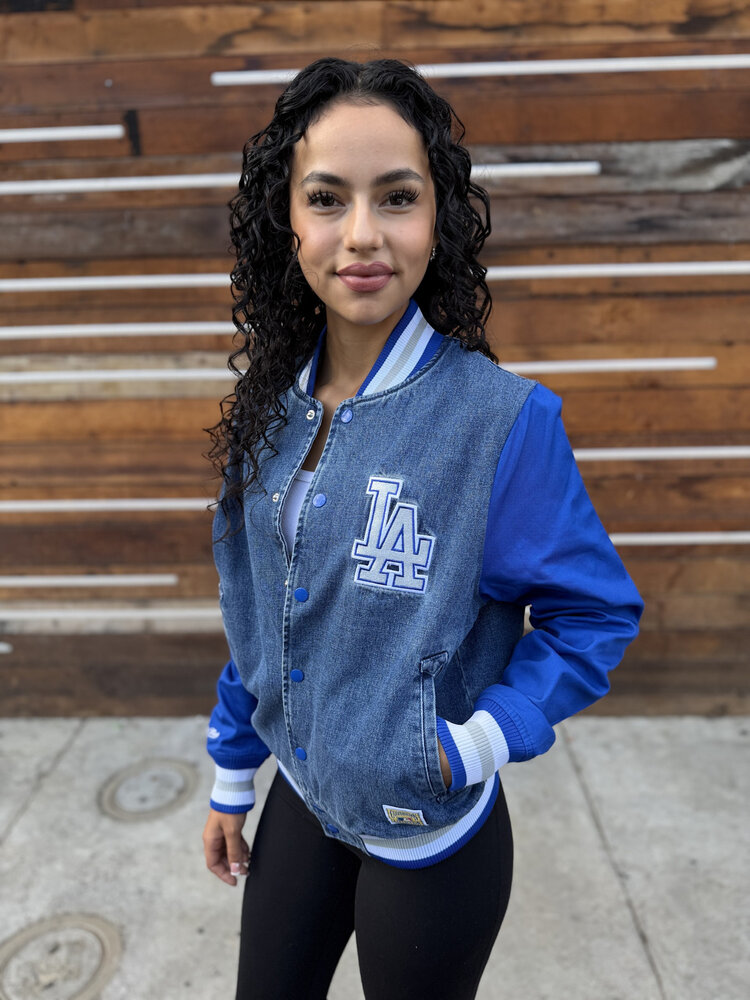 Mitchell and Ness LA Dodgers M&N Women's Blue Denim Varsity Jacket