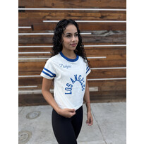Mitchell and Ness LA Dodgers M&N Women's Cream Cropped Yoke Tee