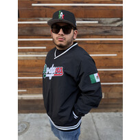 Mitchell and Ness LA Dodgers Men's M&N Nylon V-Neck Black Mexico Pullover