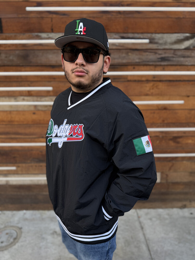 Mitchell and Ness LA Dodgers Men's M&N Nylon V-Neck Black Mexico Pullover