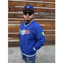 Mitchell and Ness LA Dodgers Men's M&N Nylon V-Neck Royal Mexico Pullover