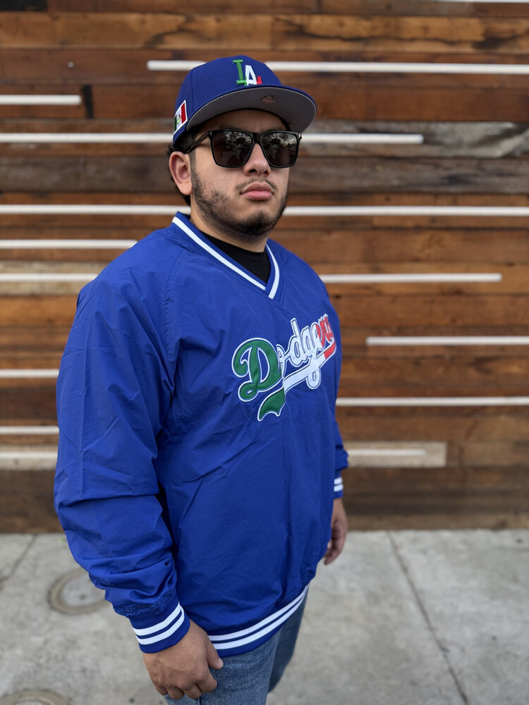 Mitchell and Ness LA Dodgers Men's M&N Nylon V-Neck Royal Mexico Pullover