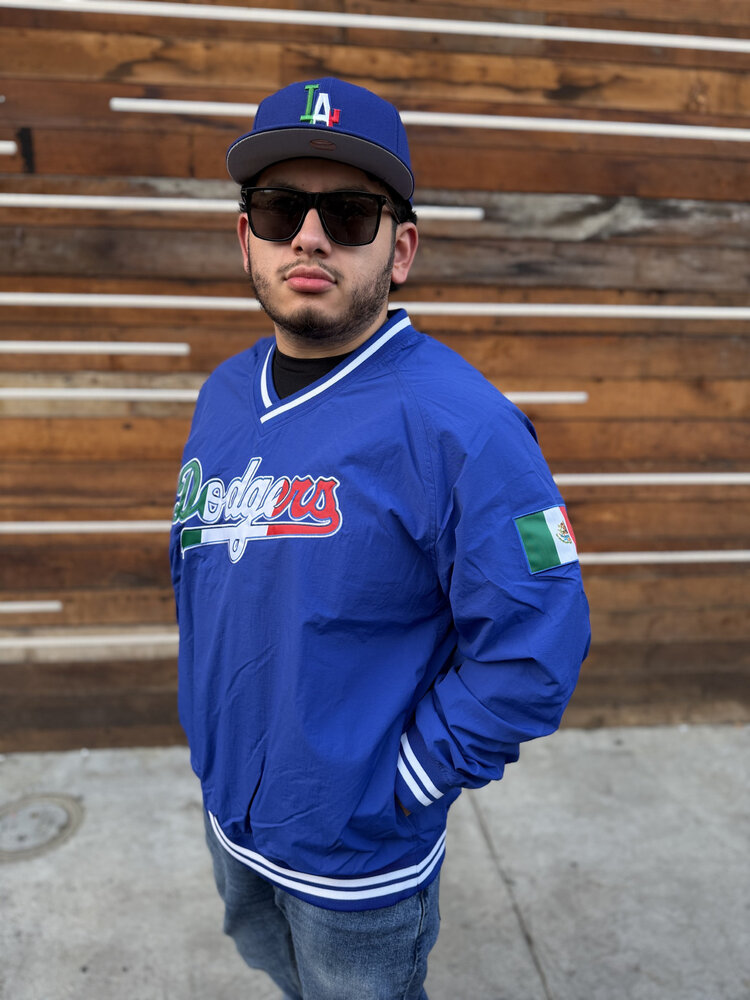 Mitchell and Ness LA Dodgers Men's M&N Nylon V-Neck Royal Mexico Pullover
