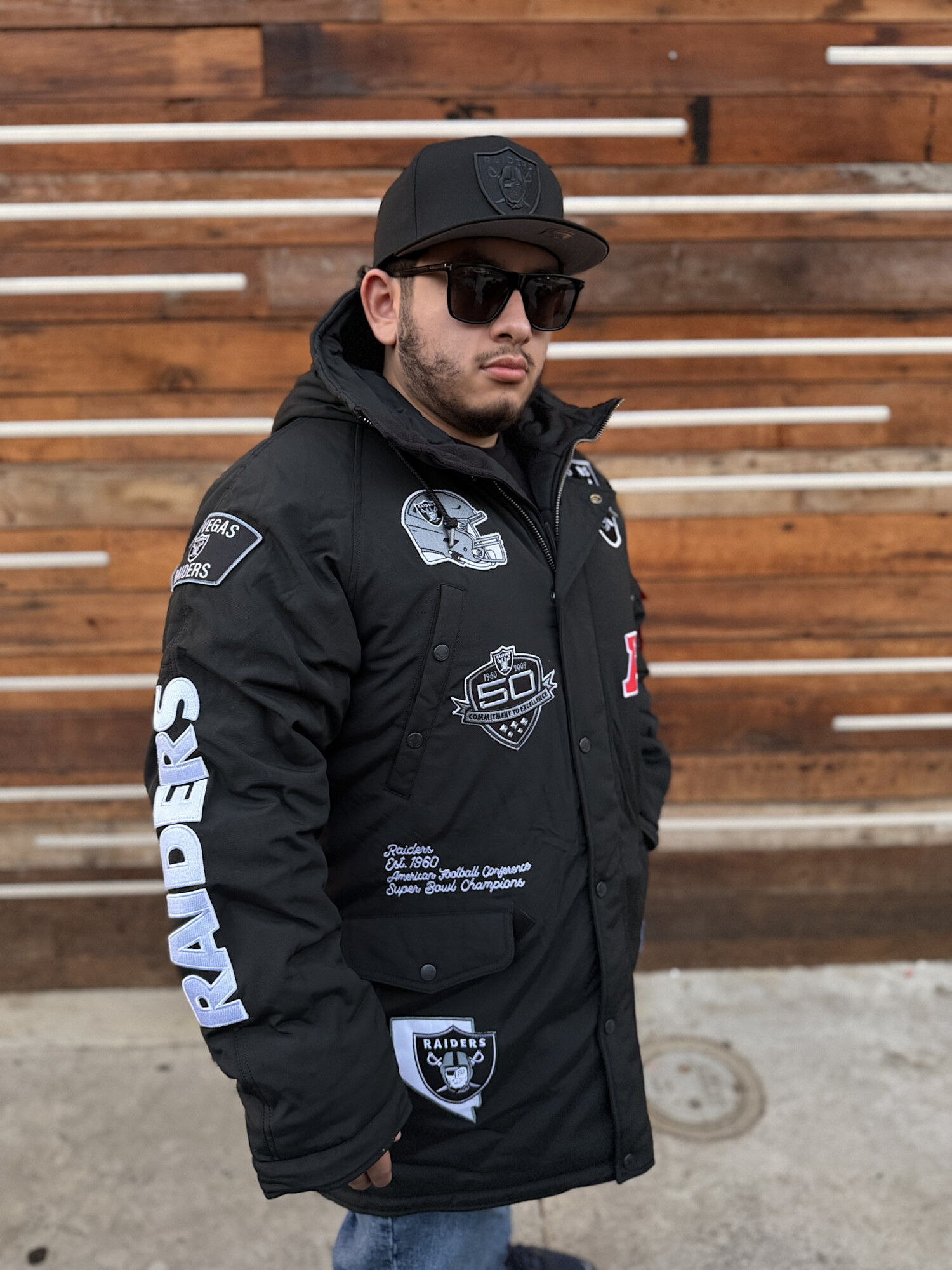 Raiders NE Men's 25 Black Alpha Parka Jacket - The Locker Room of