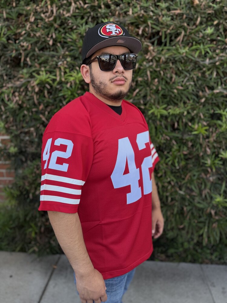 Mitchell and Ness NFL San Francisco 49ers Men's Mitchell & Ness 1990 Ronnie Lott #42 Jersey Red
