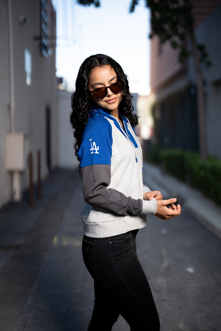 Antigua LA W Jackpot 1/4-Zip GR/BL Hood