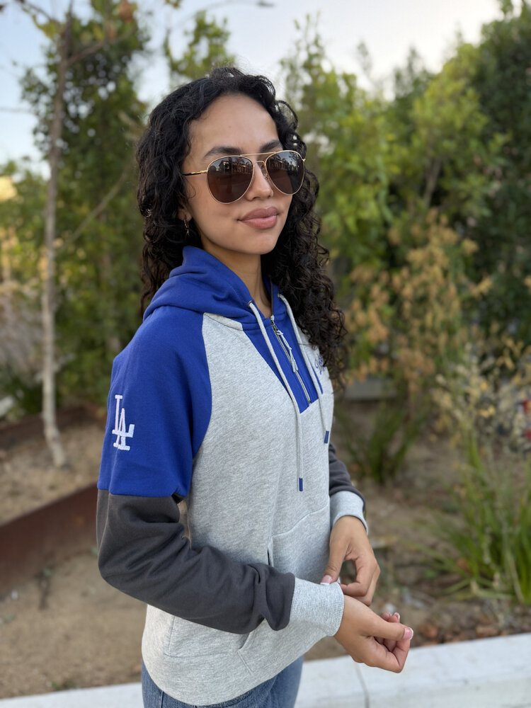 Antigua LA W Jackpot 1/4-Zip GR/BL Hood