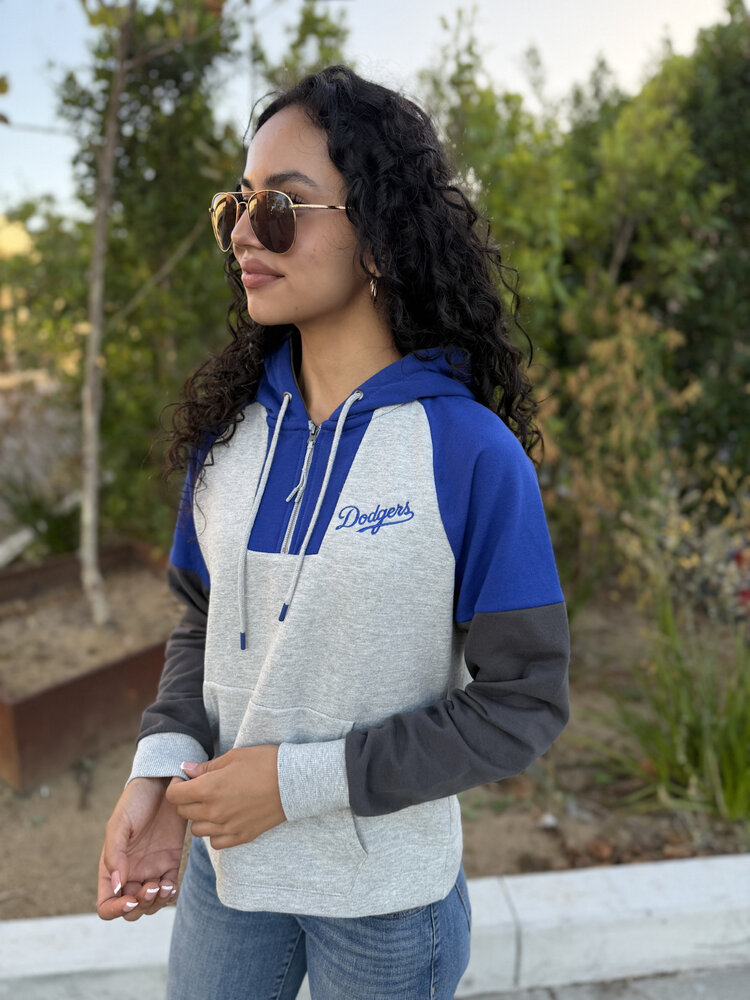 Antigua LA W Jackpot 1/4-Zip GR/BL Hood