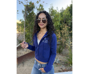 LA Dodgers Women's NE Crop Full-Zip Hoodie Royal - The LA Dodgers Women's NE Crop Full-Zip Hoodie Royal - The