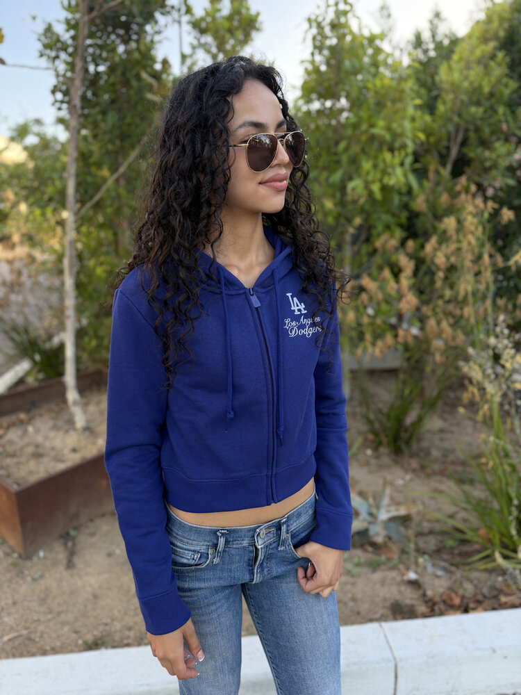 New Era LA Dodgers Women's NE Crop Full-Zip Hoodie Royal