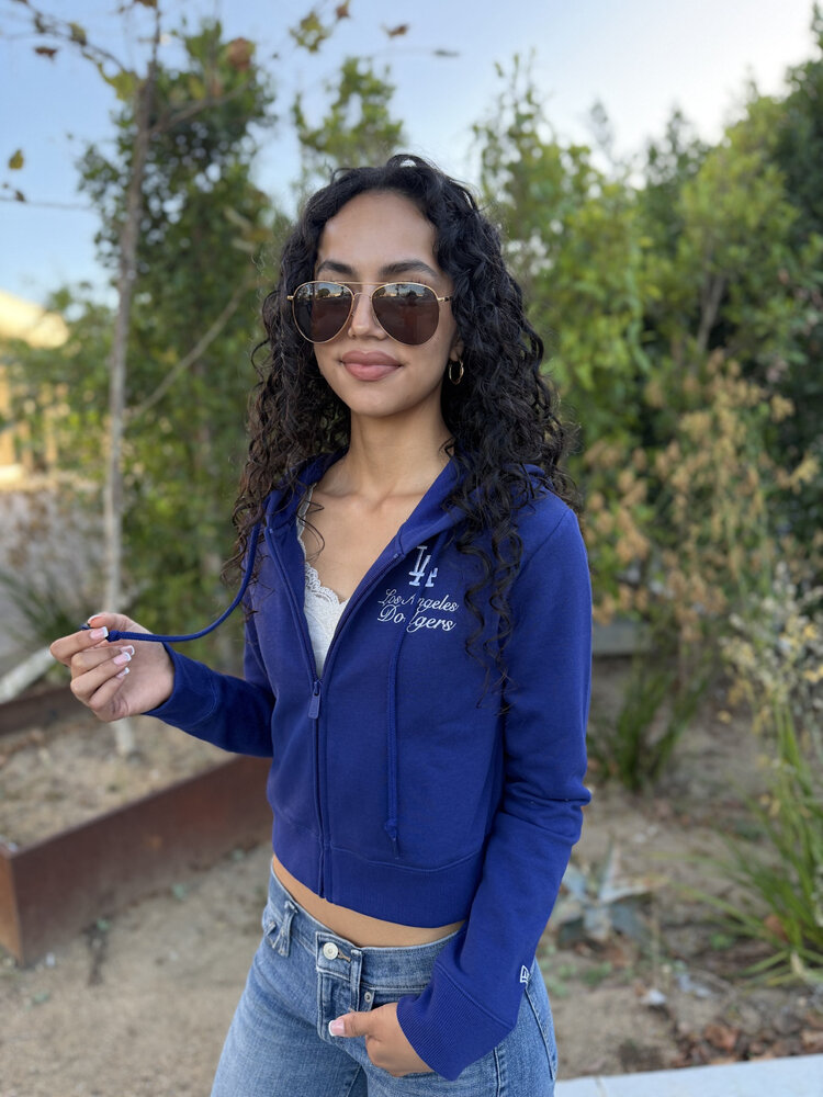 New Era LA Dodgers Women's NE Crop Full-Zip Hoodie Royal
