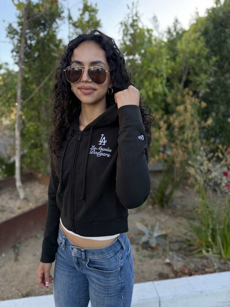 New Era LA Dodgers Women's NE Crop Full-Zip Hoodie Black