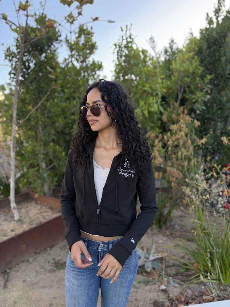 New Era LA Dodgers Women's NE Crop Full-Zip Hoodie Black