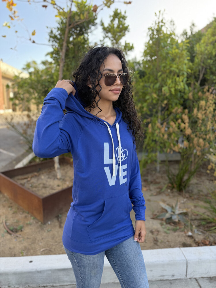 G-III LA W Pre-Game Royal Lightweight P/O Hoodie Love