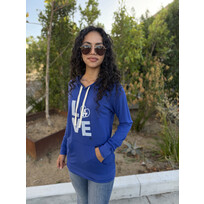 G-III LA W Pre-Game Royal Lightweight P/O Hoodie Love