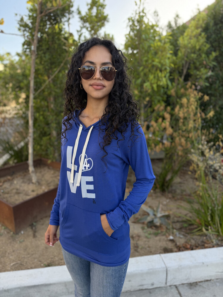 G-III LA W Pre-Game Royal Lightweight P/O Hoodie Love