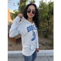 G-III LA W Pre-Game Gray Lightweight P/O Hoodie Block+LA