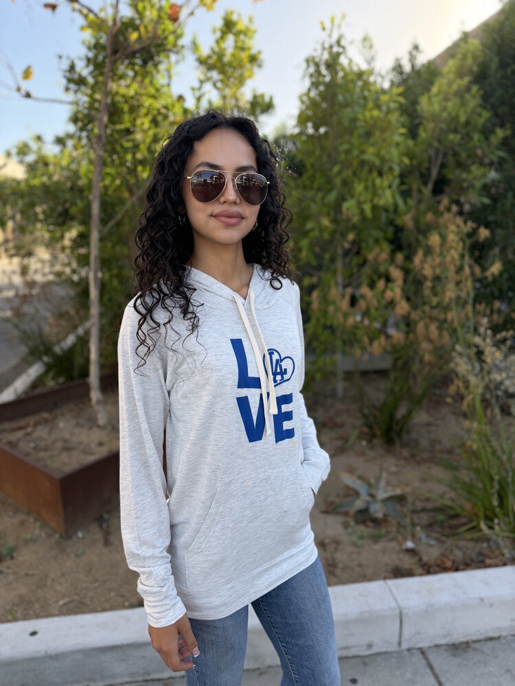 G-III LA W Pre-Game Gray Lightweight P/O Hoodie Love