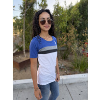 New Era LA W NE Striped Crew Tee