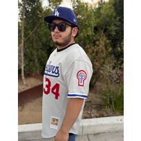 Mitchell and Ness MLB Los Angeles Dodgers Men's M&N Authentic 1981 Fernando Valenzuela #34 Jersey Gray