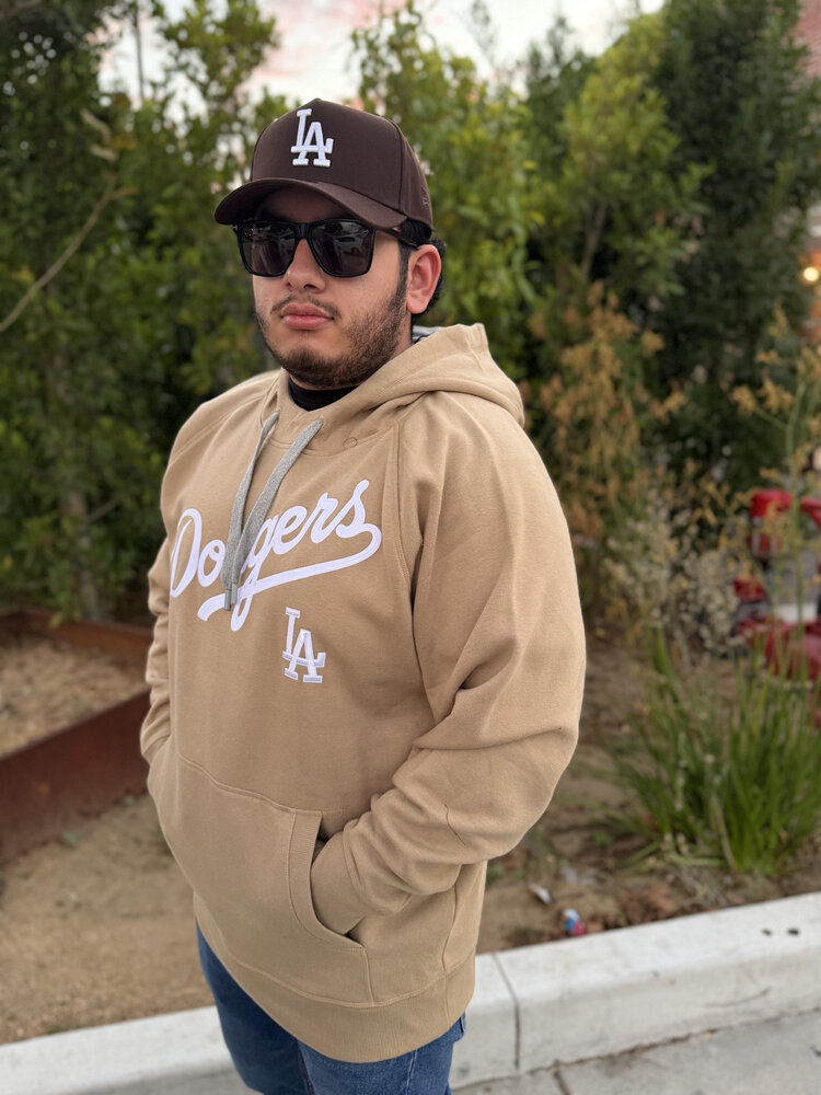 Antigua LA Khaki Pullover Hoodie Wordmark