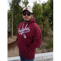 Antigua LA Dodgers Maroon Pullover Hoodie Wordmark