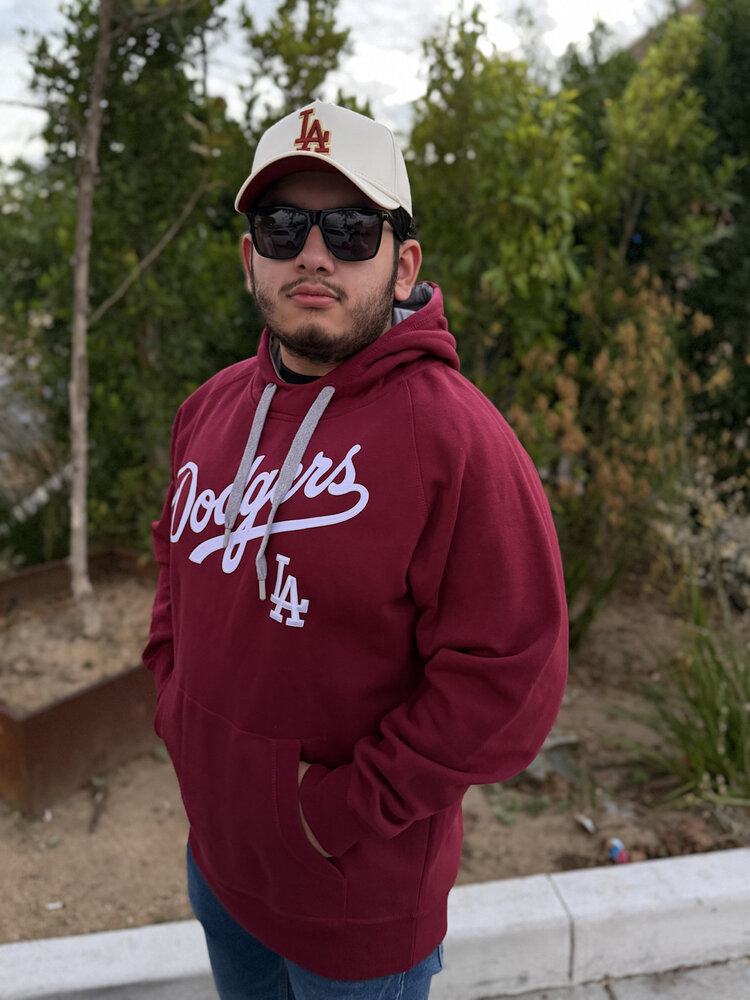 Antigua LA Dodgers Maroon Pullover Hoodie Wordmark