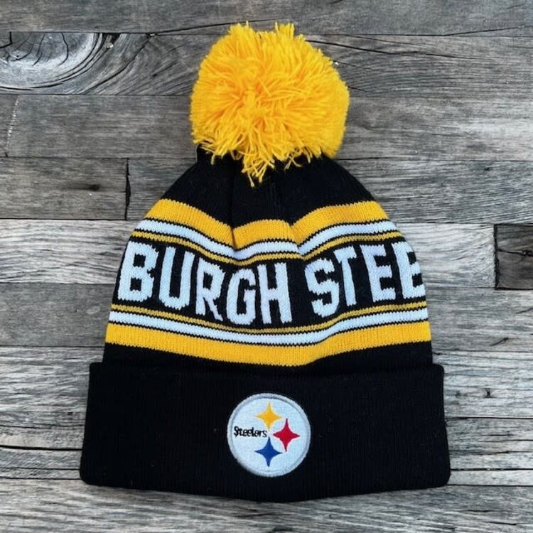 NFL Steelers Toddler Striped Cuffed Knit w/ Pom Black Yellow