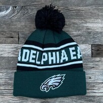 NFL Eagles Toddler Striped Cuffed Knit w/ Pom Green Black