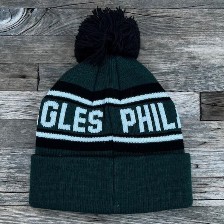 NFL Eagles Toddler Striped Cuffed Knit w/ Pom Green Black