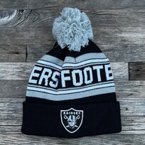 NFL Raiders Toddler Striped Cuffed Knit w/ Pom Black Gray
