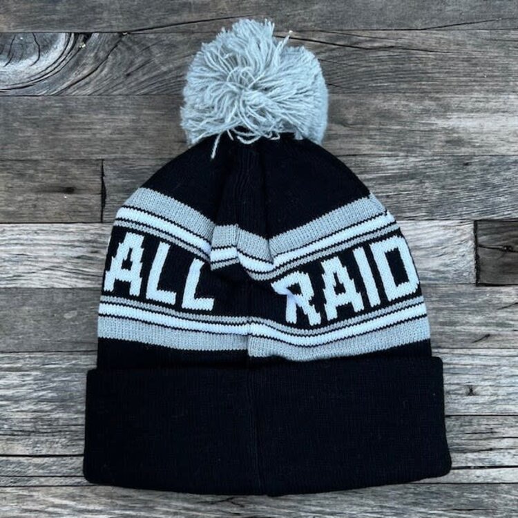 NFL Raiders Toddler Striped Cuffed Knit w/ Pom Black Gray