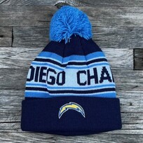 NFL Los Angeles Chargers Newborn Striped Cuffed Knit Hat with Pom