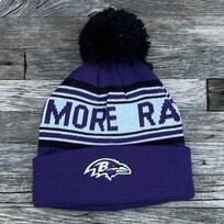 NFL Baltimore Ravens Newborn Striped Cuffed Knit Hat with Pom