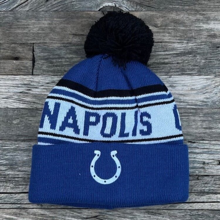 NFL Indianapolis Colts Newborn Striped Cuffed Knit Hat with Pom