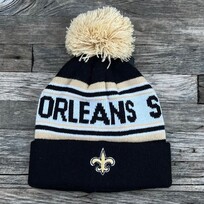 NFL New Orleans Saints Newborn Striped Cuffed Knit Hat with Pom