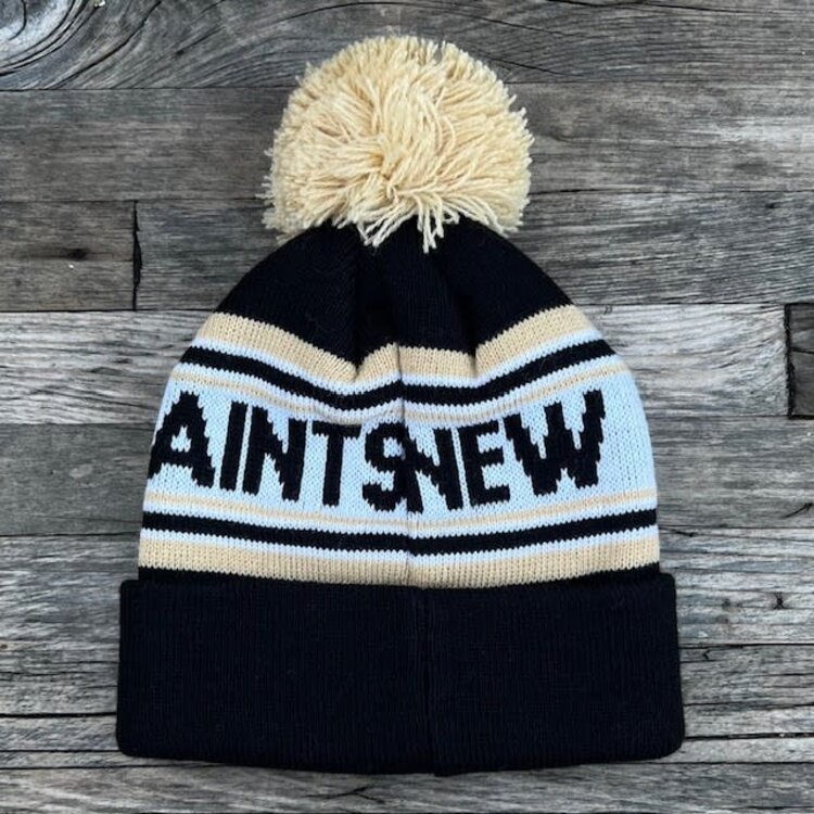 NFL New Orleans Saints Newborn Striped Cuffed Knit Hat with Pom