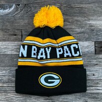 NFL Packers Toddler Striped Cuffed Knit w/ Pom Green Yellow