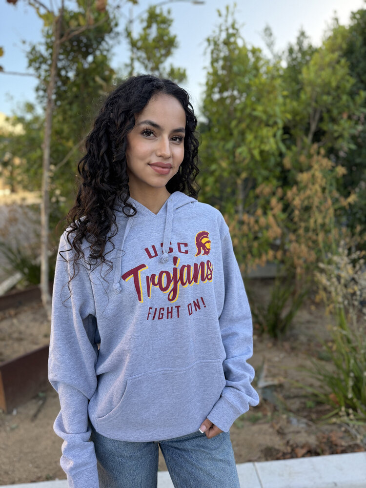 USC Trojans W Kim P/O Hoodie Gray