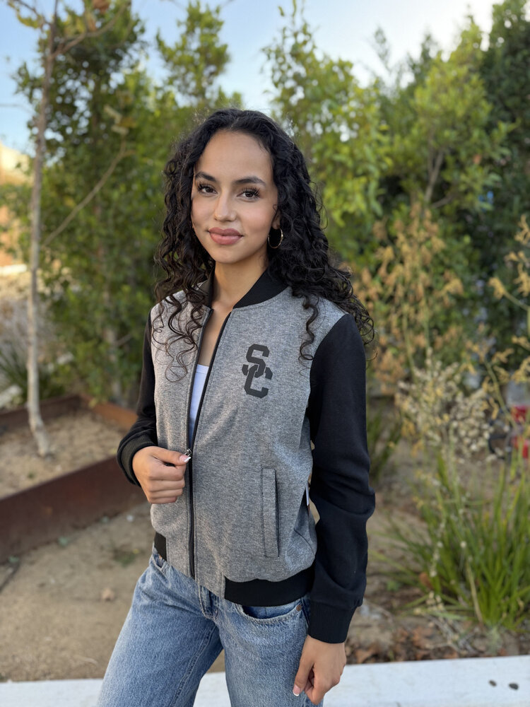 USC Trojans W Sideline Bomber Jacket Heather/Black