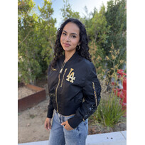 New Era LA Dodgers Women's NE Alpha Black Gold Crop Jacket