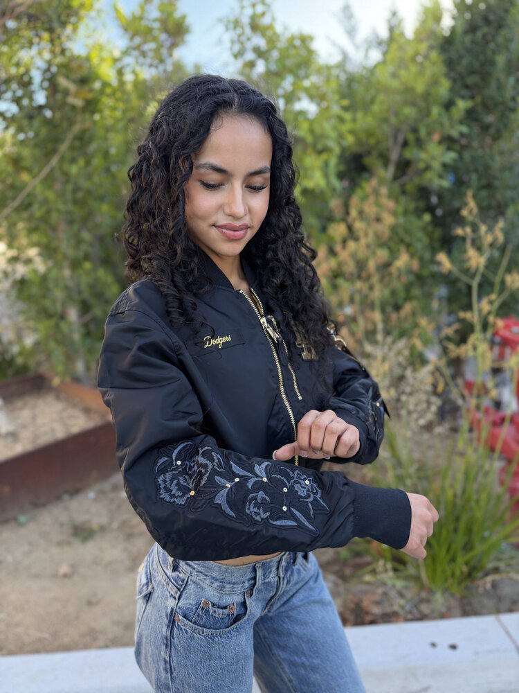 New Era LA Dodgers Women's NE Alpha Black Gold Crop Jacket