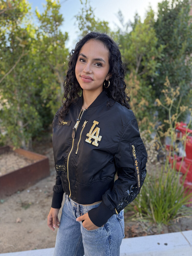 New Era LA Dodgers Women's NE Alpha Black Gold Crop Jacket