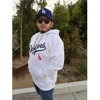 Antigua LA Dodgers Pullover Hoodie White w/Red LA