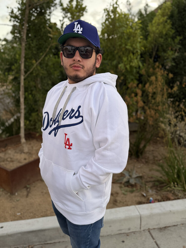 Antigua LA Dodgers Pullover Hoodie White w/Red LA