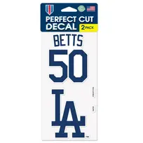 Wincraft LA Dodgers 4" x 4" 2-Pack Mookie Betts #50 Perfect Cut Decal
