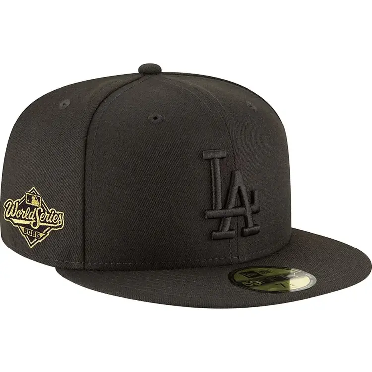 New Era LA Dodgers Black Black Metallic Gold 2025 World Series Side Patch