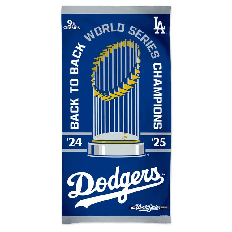 Wincraft LA Dodgers 2024-2025 World Series Back to Back Champions Beach Towel 30" x 60"