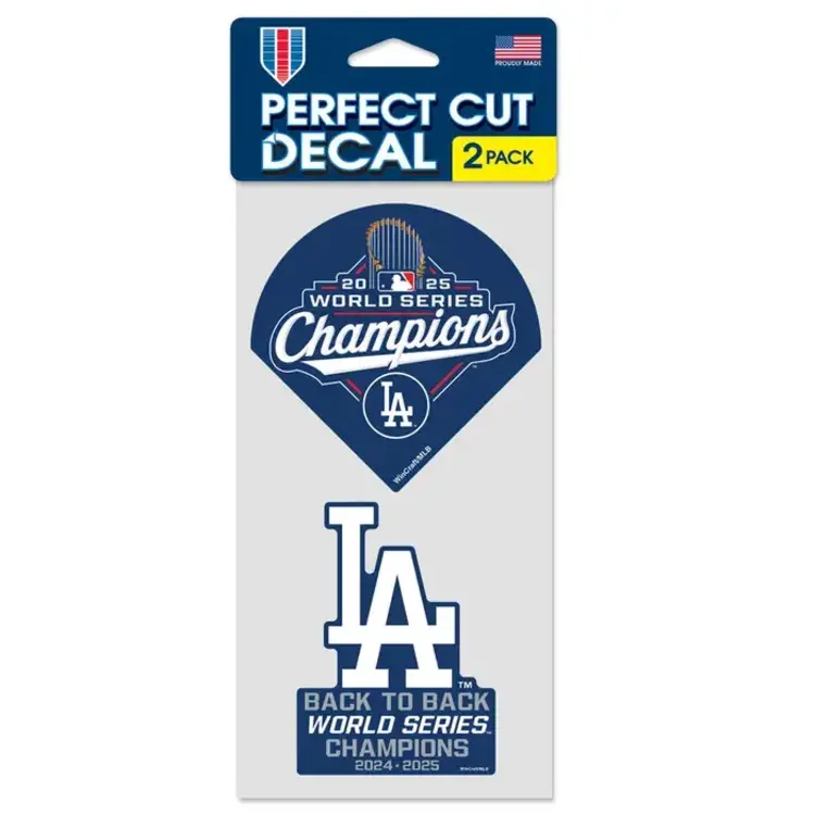 Wincraft LA Dodgers 2025 World Series Champions - 4" x 8" 2 Pack Perfect Cut Decal