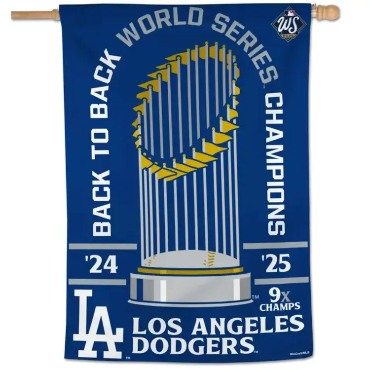 Wincraft LA Dodgers 2025 World Series Back to Back Champions 28" x 40" Vertical 1-Sided Flag